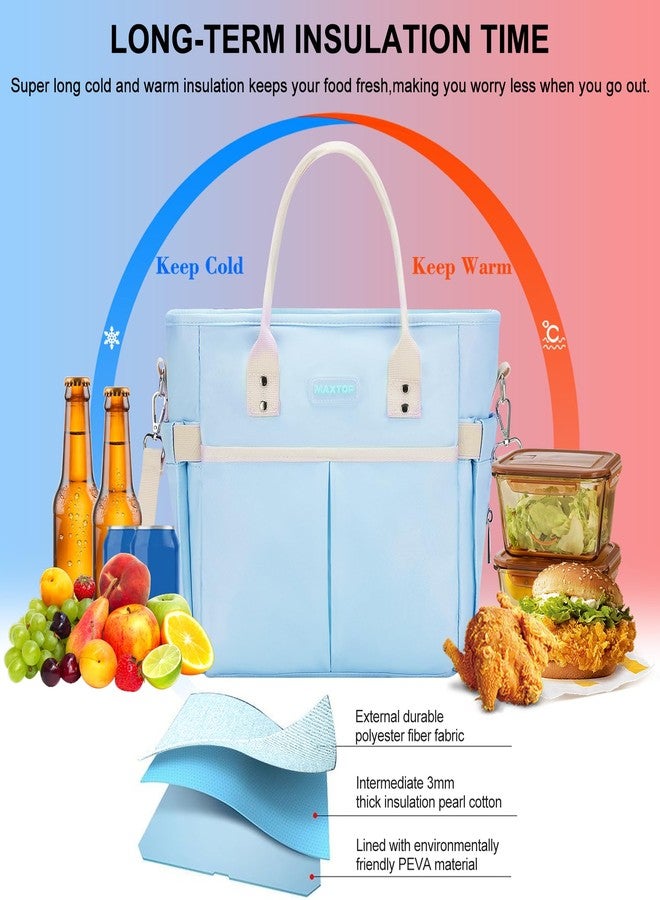 MAXTOP Lunch Bag Women for Work Insulated Thermal Lunch Box with Wide-Open Pocket Reusable Leakproof Cooler Bags with Removable Shoulder Strap for Teacher Nurse Office Picnic Travel Blue - Image 3