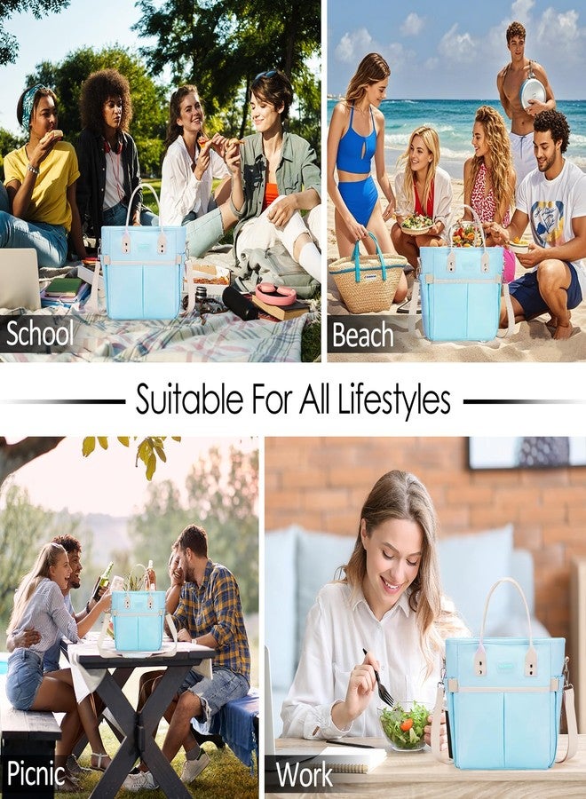 MAXTOP Lunch Bag Women for Work Insulated Thermal Lunch Box with Wide-Open Pocket Reusable Leakproof Cooler Bags with Removable Shoulder Strap for Teacher Nurse Office Picnic Travel Blue - Image 2