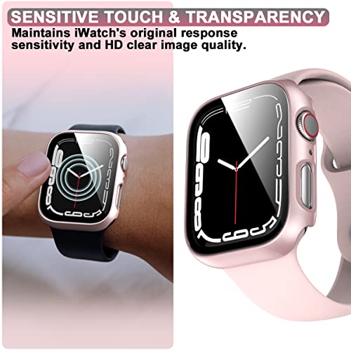 Rontion 6 Pack Hard PC Case Compatible with Apple Watch Series 9 8 7 41mm with Tempered Glass Screen Protector, Rontion Ultra-Thin Scratch Resistant Full Protective Bumper Cover for iWatch 41mm Accessories - Image 3