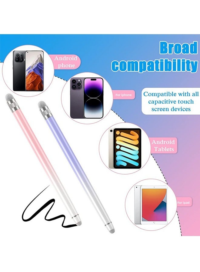 2PCS Stylus Pens For Touch Screens, Pen iPhone/iPad/Tablet Android/Microsoft Surface, Compatible With All Screens(White Pink/White Purple) - Image 5