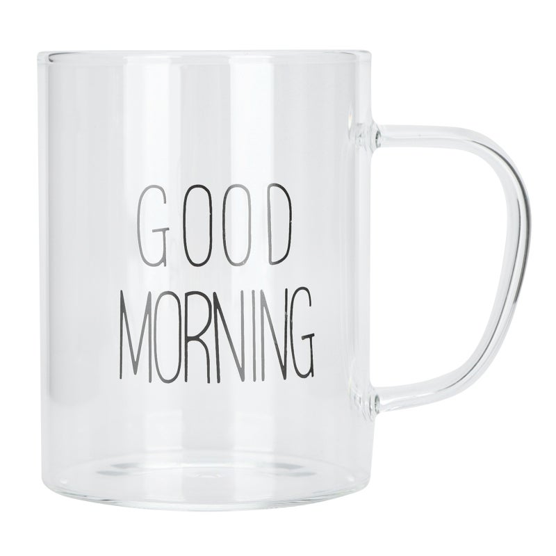 Transparent Glass Mug: Borosilicate Glass, Heat-Resistant & Durable - Wide Flat Bottom, Dishwasher Safe Milk Coffee Mug for Home Kitchen, Bar, Party Use - Image 1