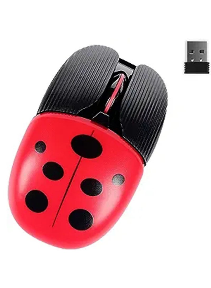 IINE Bluetooth Wireless Mouse,Rechargeable Silent Mice for Kid,Dual Mode Ladybug Portable Slim Cordless Mouse with USB Receiver 1600 DPI for PC/Laptop/Computer/Desktop/Mac/Notebook（Red）  - Image 1