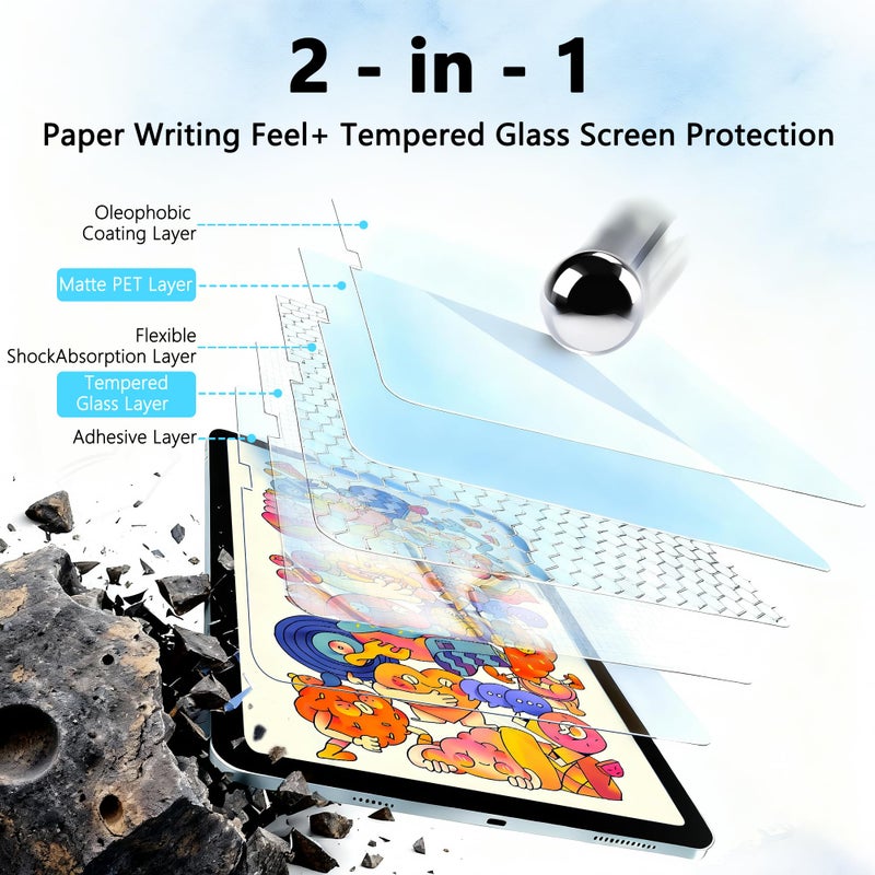 Halloive 2 Pack Paper Glass Screen Protector for iPad A16 11th/10th Generation (11 Inch 2025/10.9 Inch 2022), 9H Tempered Glass, Matte Writing Film, Writing Like on Paper, Auto Alignment Kit, Anti-Glare, Apple Pencil Compatible - Image 4