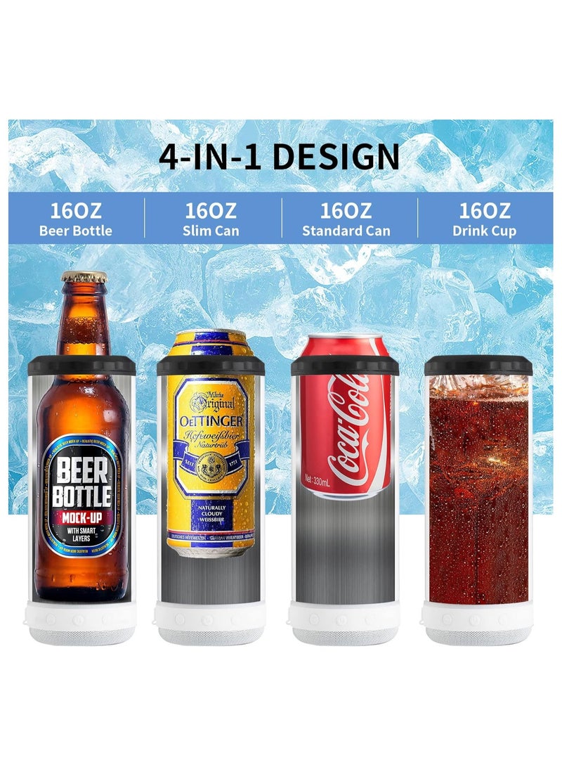 SYOSI Sublimation Skinny Can Cooler Sublimation Can Cooler with Speaker 4 in 1 16oz Straight Music Can Cooler Insulated Speaker Cup Can Cooler with Detachable Led Light for Summer Beach Party - Image 3