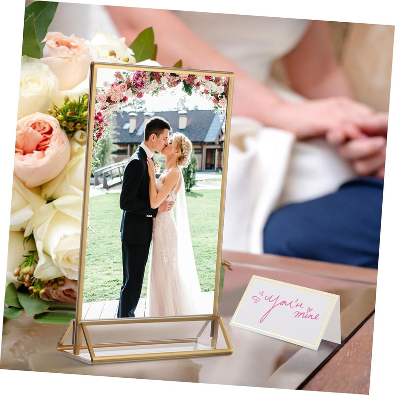 VOSAREA 6pcs Clear Sign Holders Vertical Menu Stands for Restaurants Weddings Shops Easy to Use Detachable Display Stands for Tabletop Signage and Advertisements - Image 3