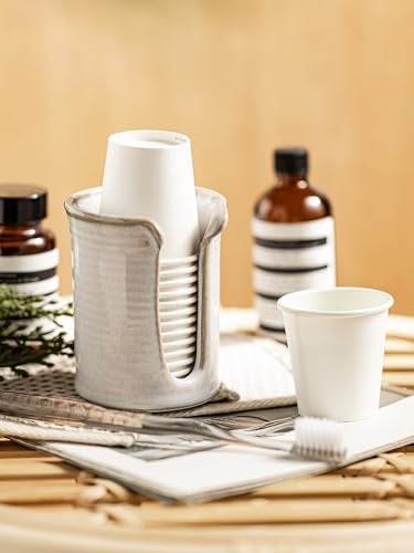 YHOJOY Bathroom Cup Dispenser 3 Oz, Bathroom Cup Holder for Dixie Cups, Small Mouthwash Cup Dispenser for Bathroom, Cream White - Image 4