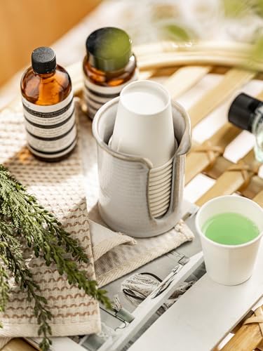 YHOJOY Bathroom Cup Dispenser 3 Oz, Bathroom Cup Holder for Dixie Cups, Small Mouthwash Cup Dispenser for Bathroom, Cream White - Image 3