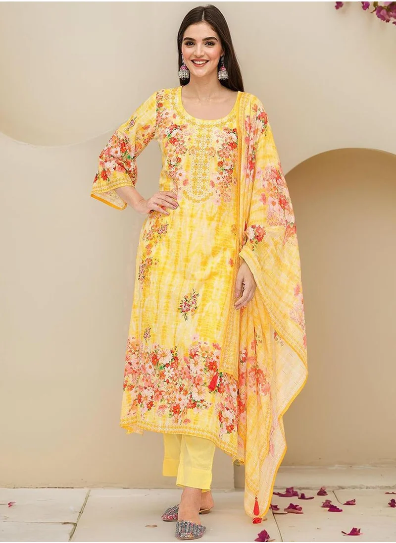 ISHIN Women Yellow 3 pcs Kurta Set