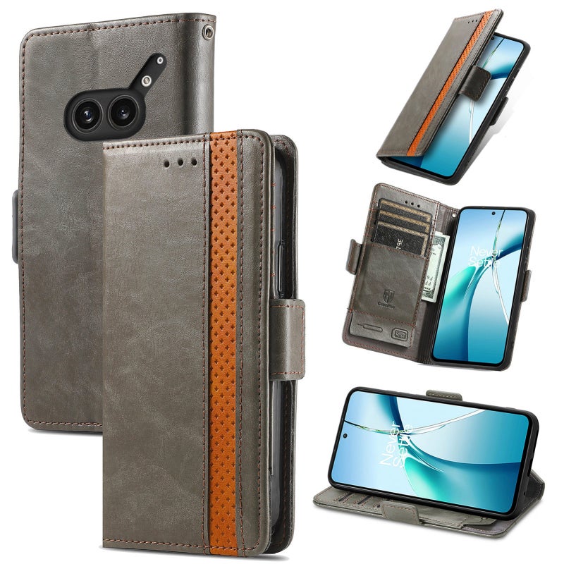 HuHa Protective Cover For Nothing Phone 2a Plus CaseNeo Splicing Dual Magnetic Buckle Leather Phone Case(Gray) - Image 1