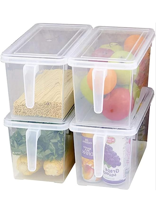 erorex Organizer Plastic Storage Containers with Lid Square Food Storage Organizer Stackable Refrigerator Organizer for Fruits Vegetable Egg Meat 5L Box with Handle(Large Size Set of 4) - Image 1
