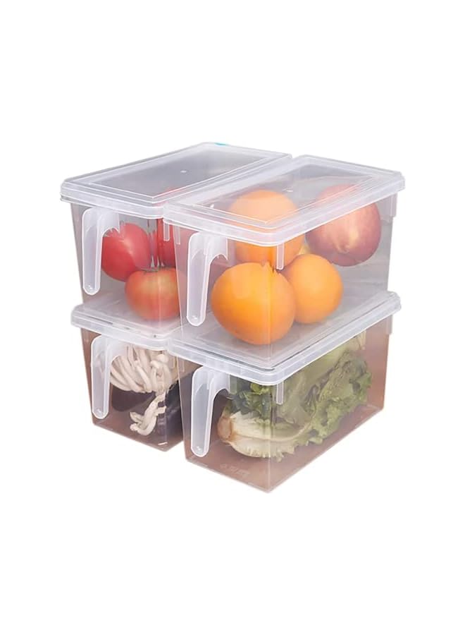 erorex Organizer Plastic Storage Containers with Lid Square Food Storage Organizer Stackable Refrigerator Organizer for Fruits Vegetable Egg Meat 5L Box with Handle(Large Size Set of 4) - Image 3