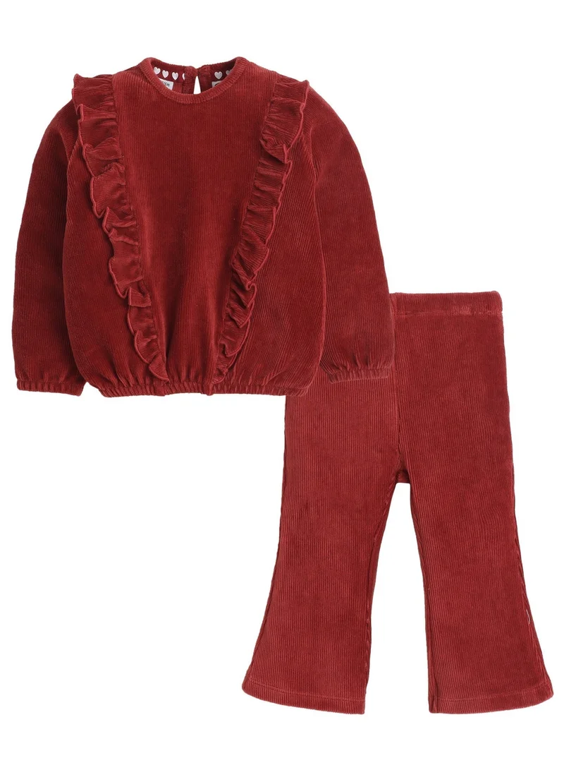 Dirkje Girls Ruffle Detail Top & Flared Pants Set
