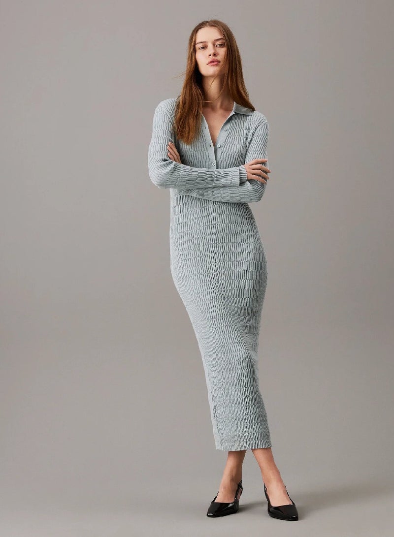 CALVIN KLEIN Slim Textured Shirt Dress - Image 1