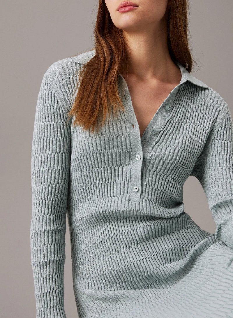 CALVIN KLEIN Slim Textured Shirt Dress - Image 4