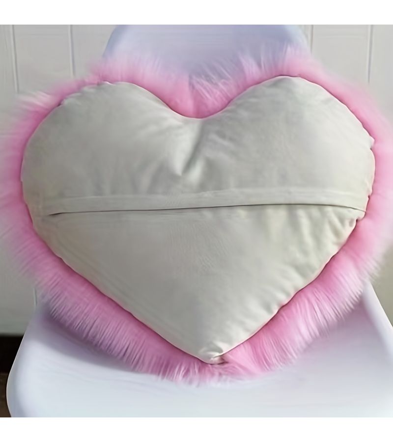 Pink Plush Heart Shaped Pillow Cushion Princess Sofa Decor 15.75 Inch - Image 4