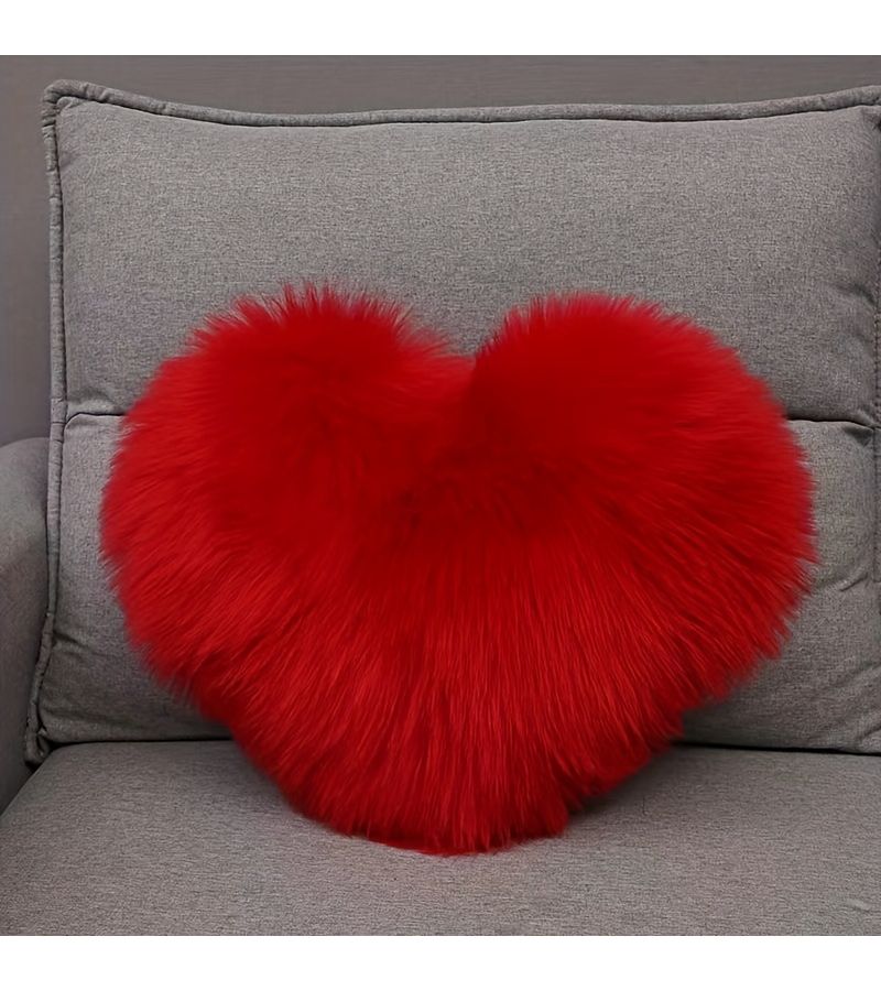 Pink Plush Heart Shaped Pillow Cushion Princess Sofa Decor 15.75 Inch - Image 5