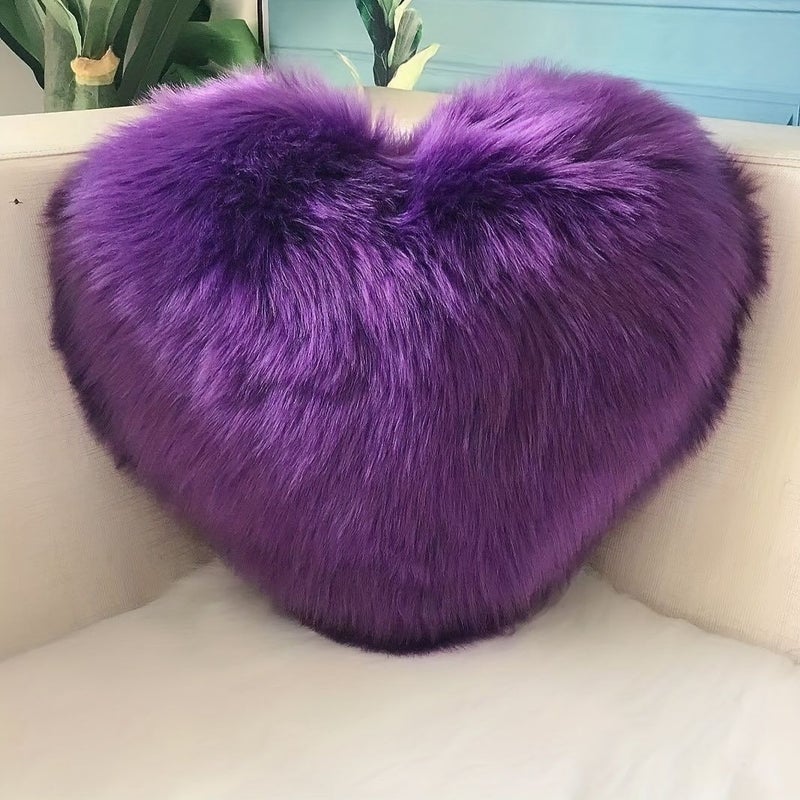 Pink Plush Heart Shaped Pillow Cushion Princess Sofa Decor 15.75 Inch - Image 3