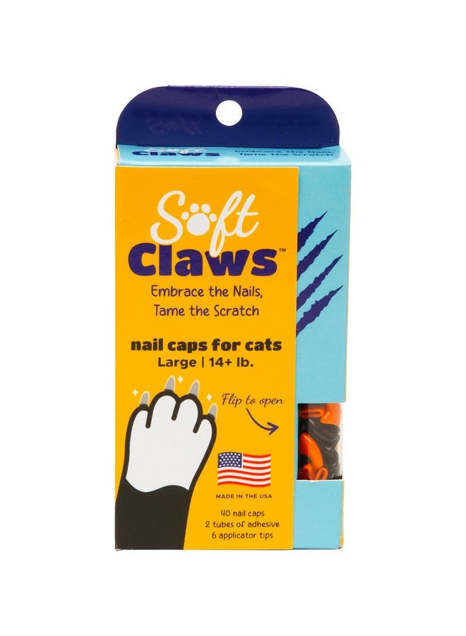 FELINE Soft Claws Safe Scratch-Free Solution for Cats - CLS (Cleat Lock System), Size: Large, Color: Halloween (Orange & Black) - Image 1
