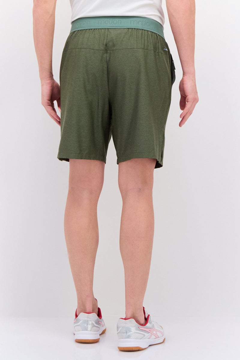 MOTION Men Sportswear Fit Drawstring Training Shorts, Olive - Image 2