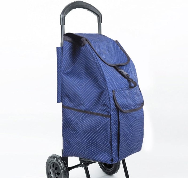 حقيبة عربة تسوق كبيرة السعة مقاومة للماء بديلة من قماش أكسفورد السميك 32x24.5x55 سم - Image 4