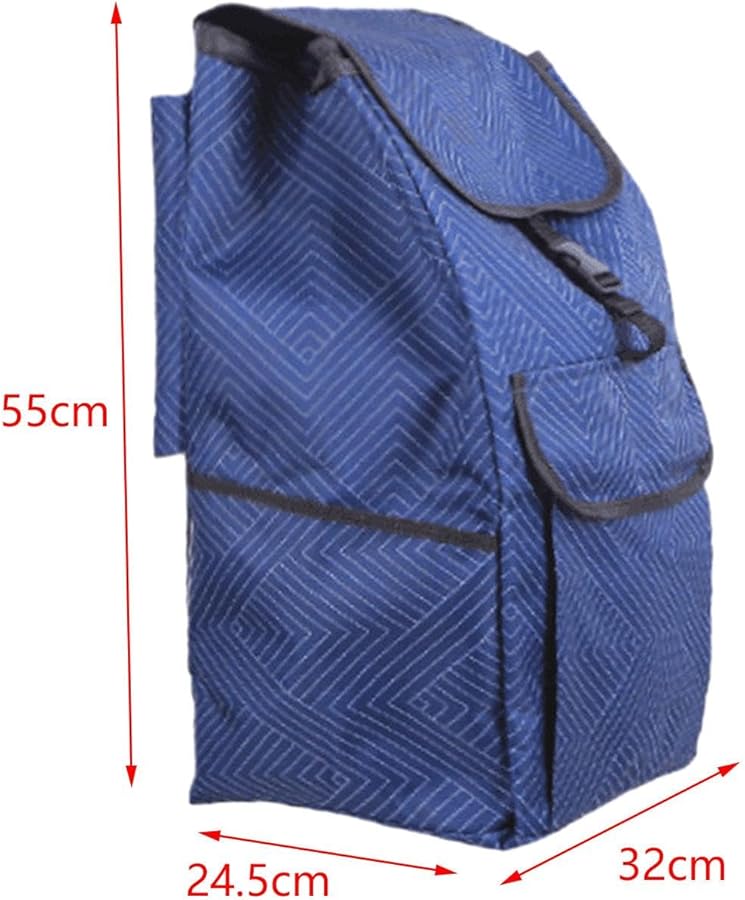 حقيبة عربة تسوق كبيرة السعة مقاومة للماء بديلة من قماش أكسفورد السميك 32x24.5x55 سم - Image 5