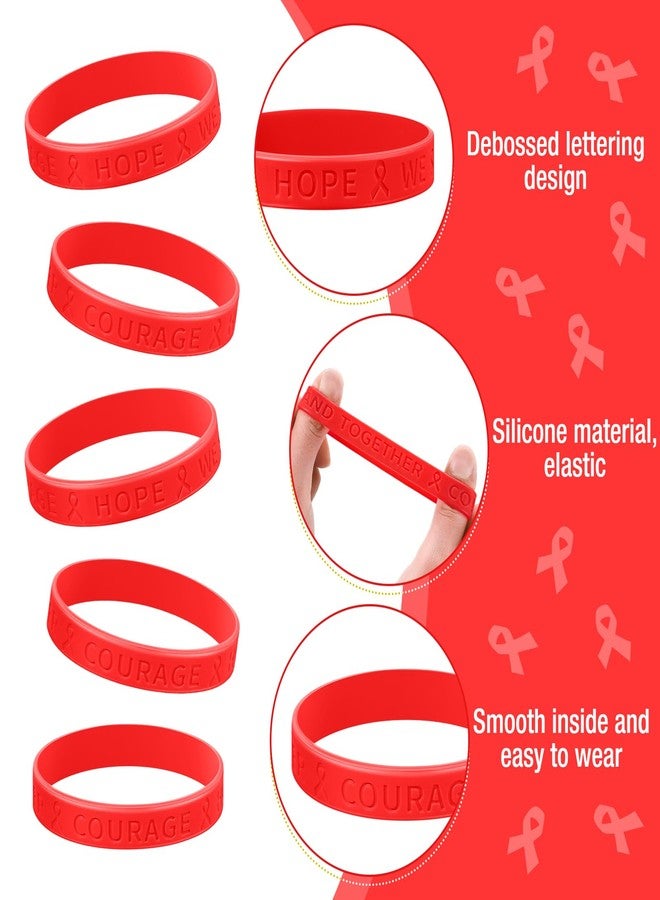 Kigeli 100 Pcs Red Ribbon Awareness Silicone Wristbands for Men Women, Red Ribbon Week Silicone Bracelets Rubber Wristbands Bulk for Cancer Health Disease Tuberculosis Event Public Charity Supplies - Image 4
