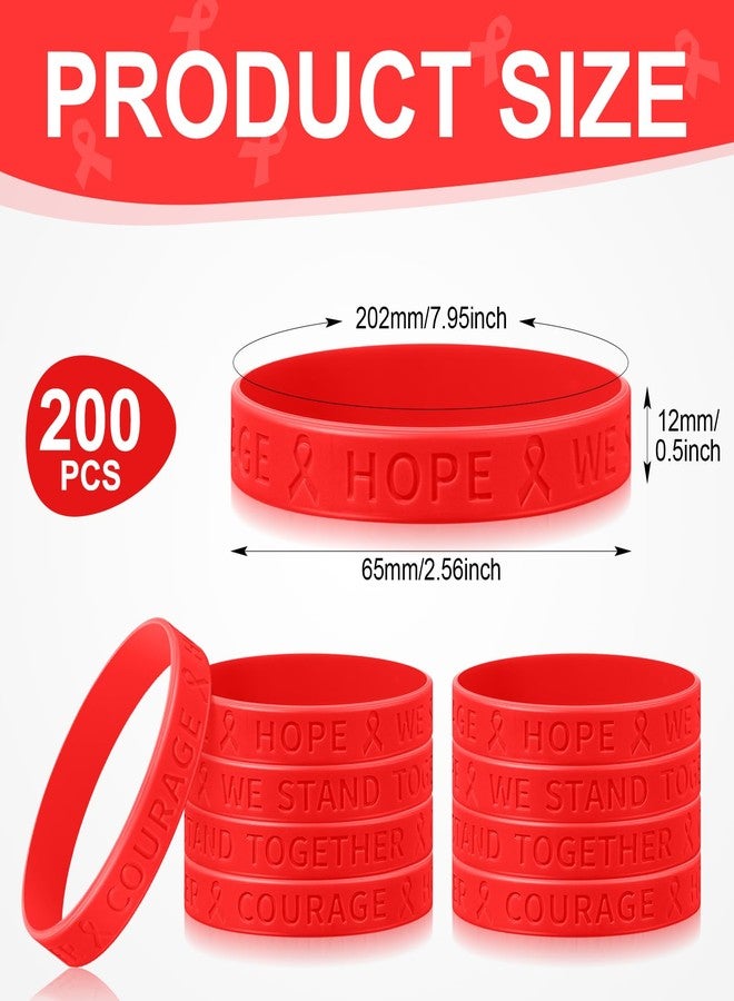 Kigeli 100 Pcs Red Ribbon Awareness Silicone Wristbands for Men Women, Red Ribbon Week Silicone Bracelets Rubber Wristbands Bulk for Cancer Health Disease Tuberculosis Event Public Charity Supplies - Image 2