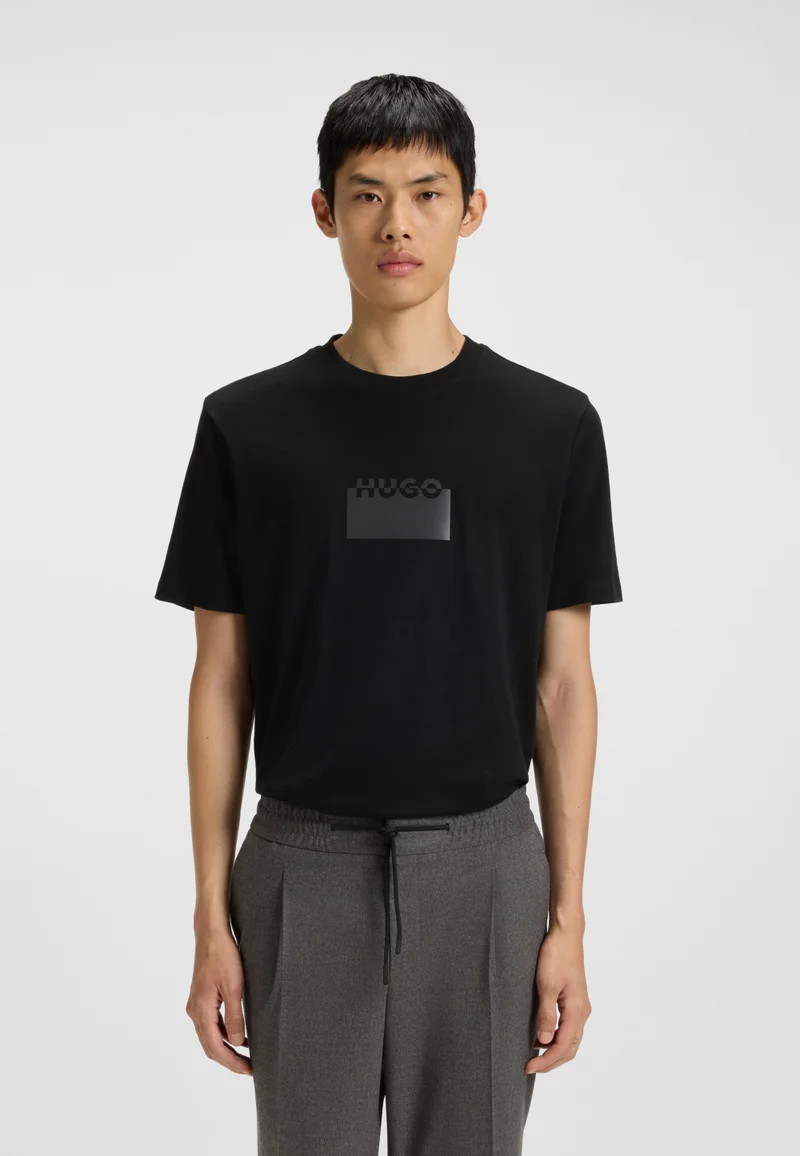هوجو Cotton-jersey T-shirt with rubber logo print