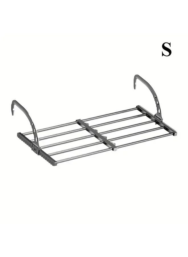 Wall Mounted Stainless Steel Folding Drying Rack 38 55cm 6 Hooks Space Saving Storage - Image 1