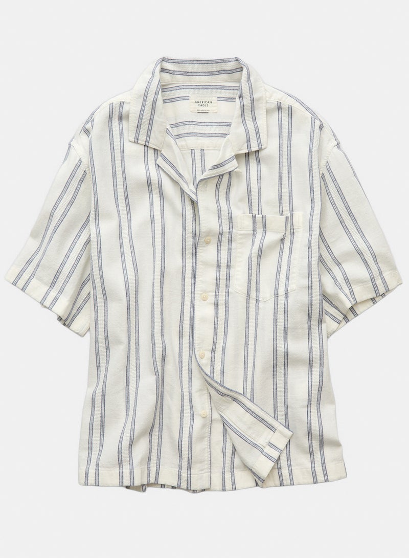 American Eagle AE Relaxed Fit Short Sleeve Camp Collar Shirt - Image 3