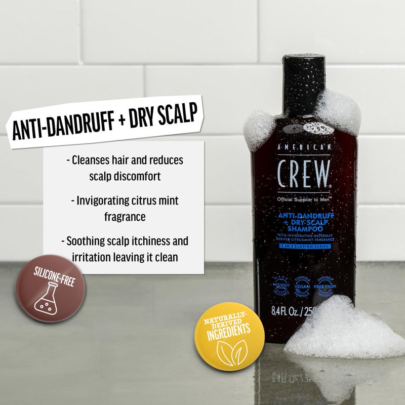 American Crew Anti-Dandruff + Dry Scalp Shampoo for Men, Hair Care Gift for Him, Citrus Mint Scent, 8.4 fl oz - Image 2