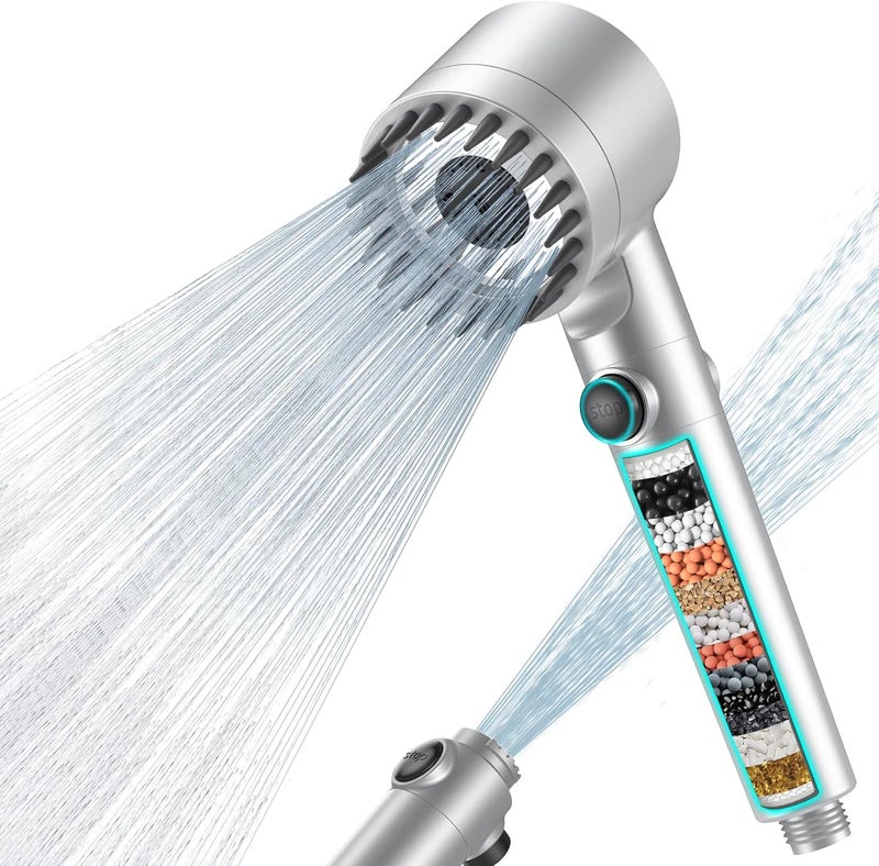 FEELSO Hard Water Filter Shower Head with 15 Stage Filter and Handheld Massage Function - Image 1
