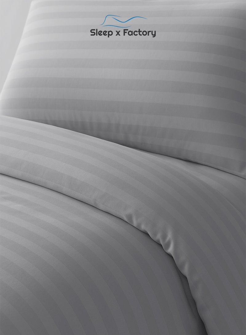 Sleep x Factory Luxury Hotel Style Grey Comforter Set, Fits 200 x 140 cm Single Size Bed, 4 Pcs Soft Microfiber, Stripe Design, Premium Collection - Image 5