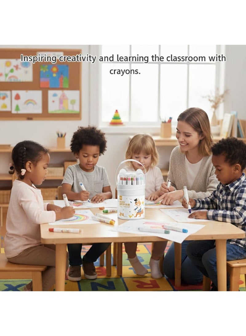 SYOSI Silky Crayons, Twistable Gel Crayons for Kids Washable Jumbo Crayons Smooth Drawing and Coloring, Non Toxic Easy Grip Art Supplies for Toddlers School and Home Creative Painting 24 Colors - Image 4