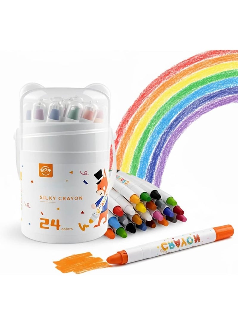 SYOSI Silky Crayons, Twistable Gel Crayons for Kids Washable Jumbo Crayons Smooth Drawing and Coloring, Non Toxic Easy Grip Art Supplies for Toddlers School and Home Creative Painting 24 Colors - Image 1