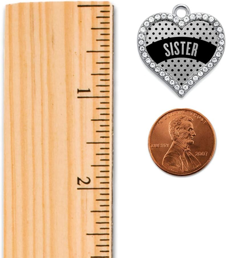 Inspired Silver - Black Polka Dot Sister - Silver Christmas Ornament - Open Heart Charm Christmas Tree Ornament with Cubic Zirconia - Holiday Hanging Decoration - Image 1