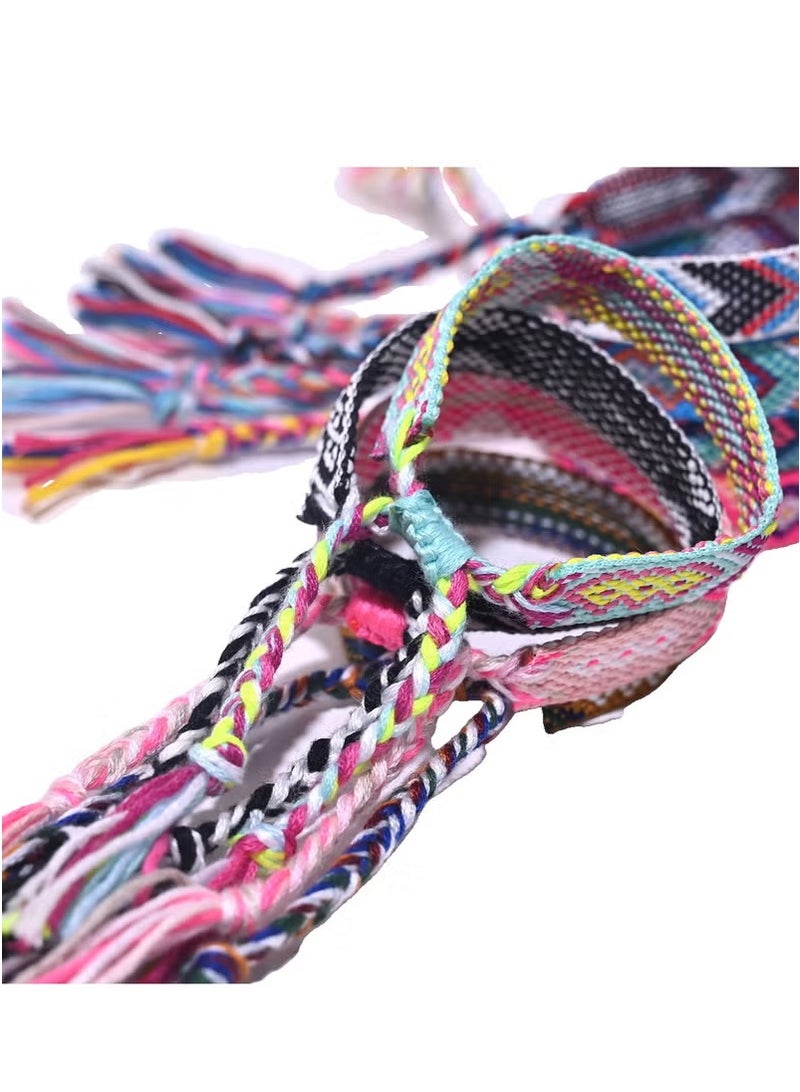 KHAJUL 12 قطعة أساور صداقة من نيبال مصنوعة يدويًا من خيوط مضفرة قابلة للتعديل بالجملة للنساء والأطفال والفتيات - Image 5