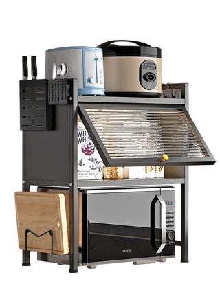 Microwave Oven Rack Heavy Duty Stand Kitchen Counter Top Storage Organizer 3-Tier with Hooks and Utensils Holder Microwave Shelf Double Layer Dustproof Oven Rack – Black - pzsku/ZA2E8896FE0549B3D038DZ/45/_/1709092023/23362c0c-bcd3-4258-aa2c-455a98515862