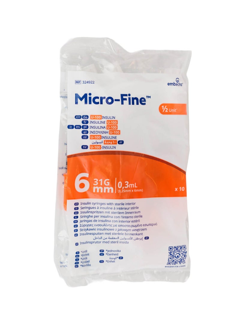 Embecta Micro-Fine Insulin Injection 0.5 ml 6mm 10/pc - Image 2
