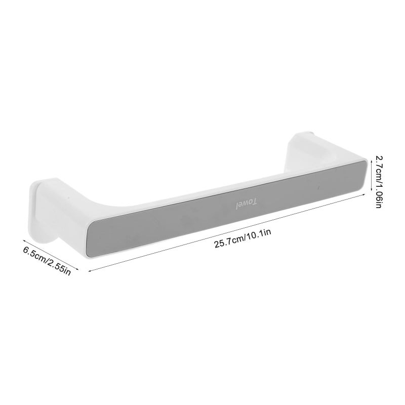 Small Gray Suction Cup Towel Rack Holder Punch Free Bathroom Shower Storage Bar - Image 3