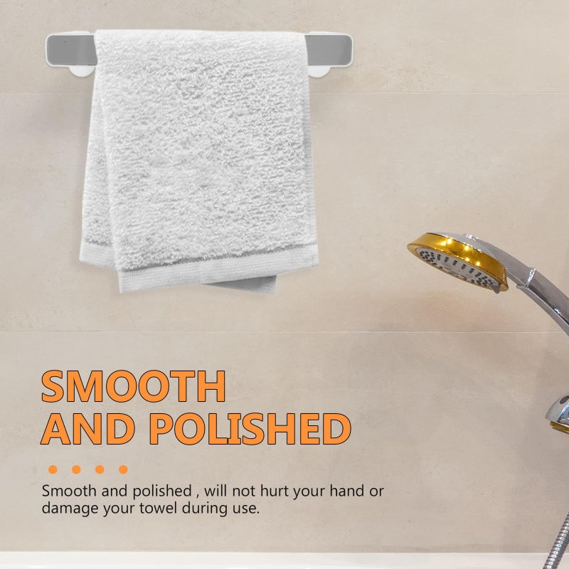 Small Gray Suction Cup Towel Rack Holder Punch Free Bathroom Shower Storage Bar - Image 5