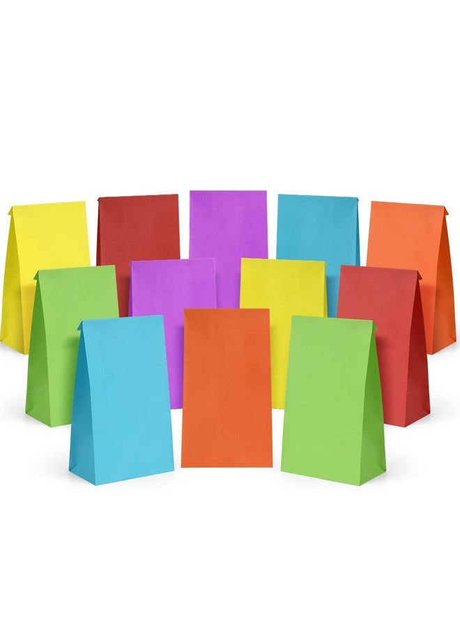 Poever 30 Pcs Party Favor Bags 6 Colors Small Gift Bags 5X2.95X9.45 Colorful Treat Bags Rainbow Party Bags Kraft Paper Bags For Birthday Party Wedding Craft Activities  - Image 1