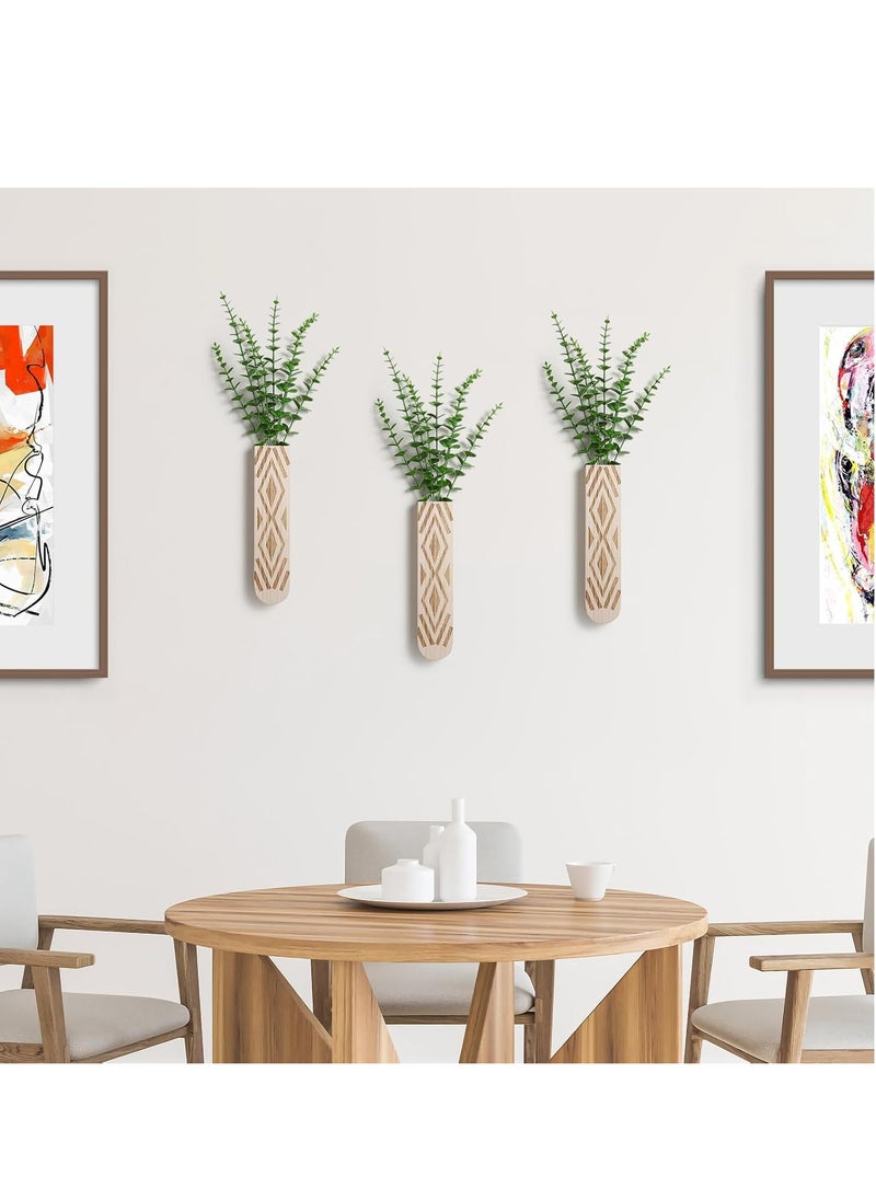 GUDOO Wall Planter for Indoor Plants, 3 Pack Geometric Hanging Planter, Wood Wall Vase for Decor Artificial Flower Plants, Boho Wall Decor for Living Room, Bedroom(White)  - Image 4