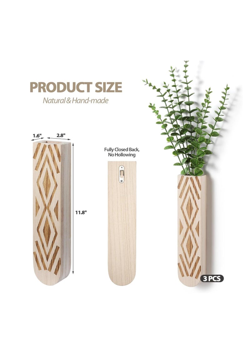 GUDOO Wall Planter for Indoor Plants, 3 Pack Geometric Hanging Planter, Wood Wall Vase for Decor Artificial Flower Plants, Boho Wall Decor for Living Room, Bedroom(White)  - Image 5