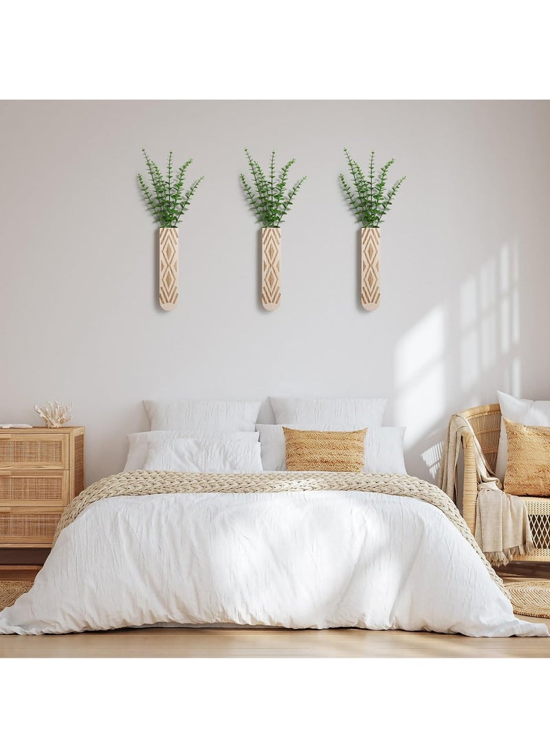 GUDOO Wall Planter for Indoor Plants, 3 Pack Geometric Hanging Planter, Wood Wall Vase for Decor Artificial Flower Plants, Boho Wall Decor for Living Room, Bedroom(White)  - Image 3