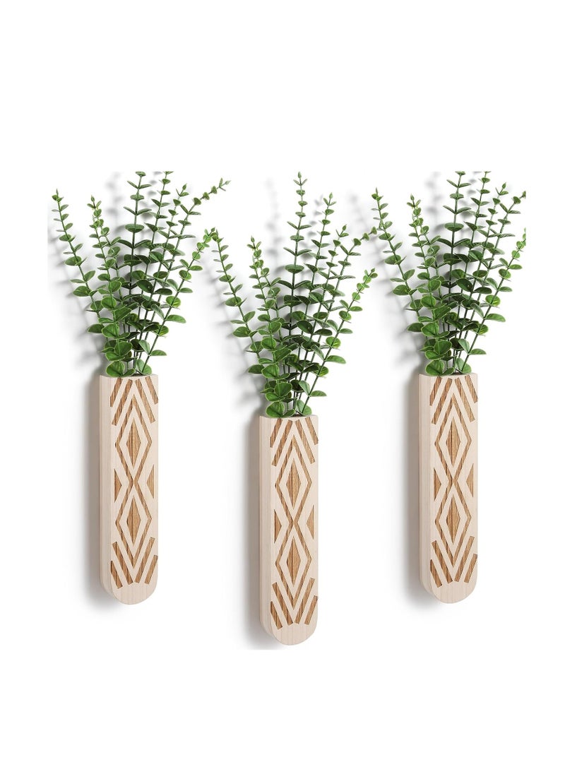 GUDOO Wall Planter for Indoor Plants, 3 Pack Geometric Hanging Planter, Wood Wall Vase for Decor Artificial Flower Plants, Boho Wall Decor for Living Room, Bedroom(White)  - Image 1