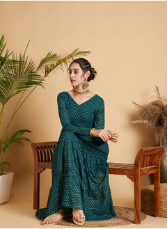 SASSAFRAS Foil Print Tiered Maxi Dress by Styli  - Image 2