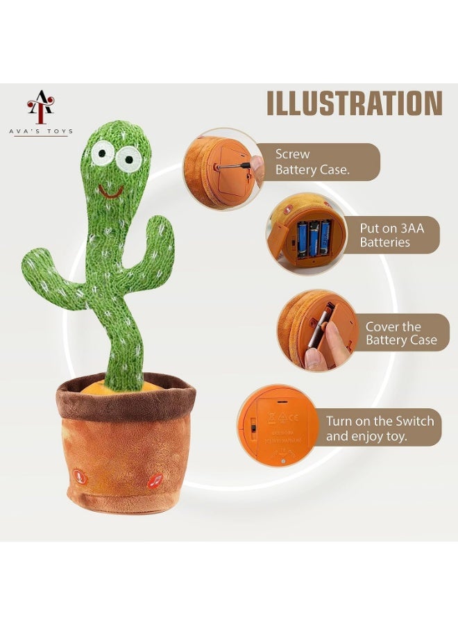 Dancing Cactus Toy – Talking Cactus Toy for Boys and Girls – Singing Cactus Toy Repeat What You Say – Singing, Dancing, Voice Recording Plush Learning Toys - Image 4