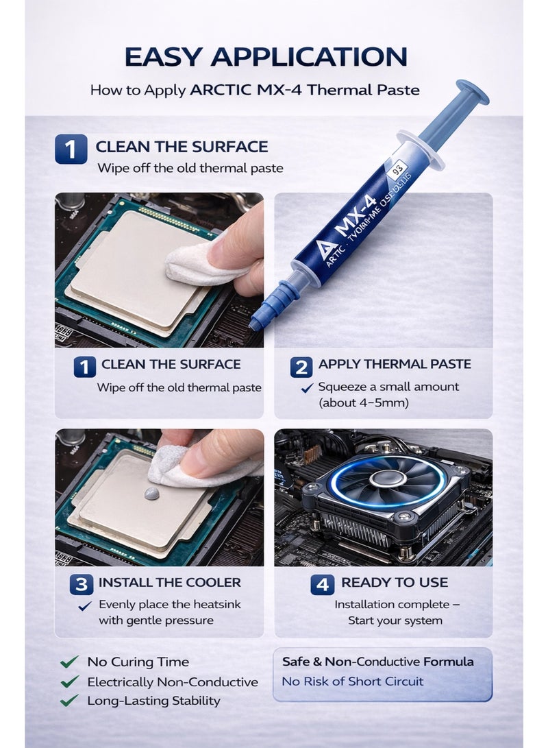 ARCTIC MX-4 4g Thermal Paste – High Performance Non-Conductive CPU & GPU Thermal Compound - Image 2