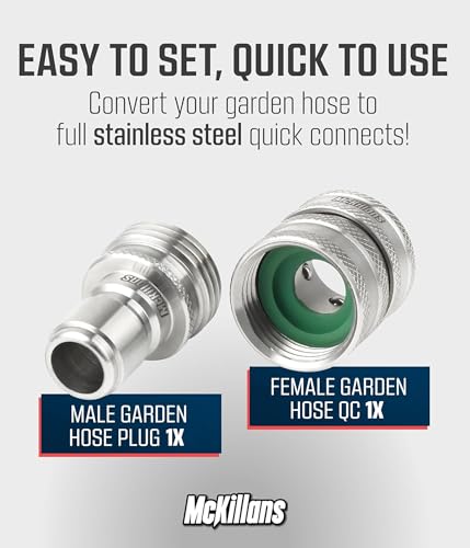 McKillans® Garden Hose Quick Connect Pair [UNIVERSAL FIT] - Stainless Steel Quick Connect Hose Fittings - Water Hose Connectors - Quick Disconnect Adapter - EASY INSTANT CONNECTION - Image 2